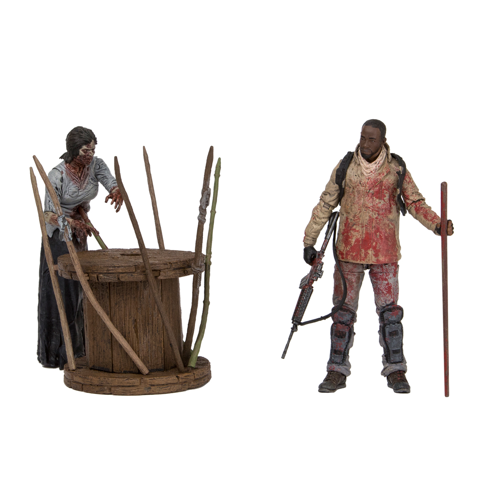 the WALKING DEAD: "MORGAN with Impaled Walker and Spike Trap" Action Figure 13 cm - immagine 2