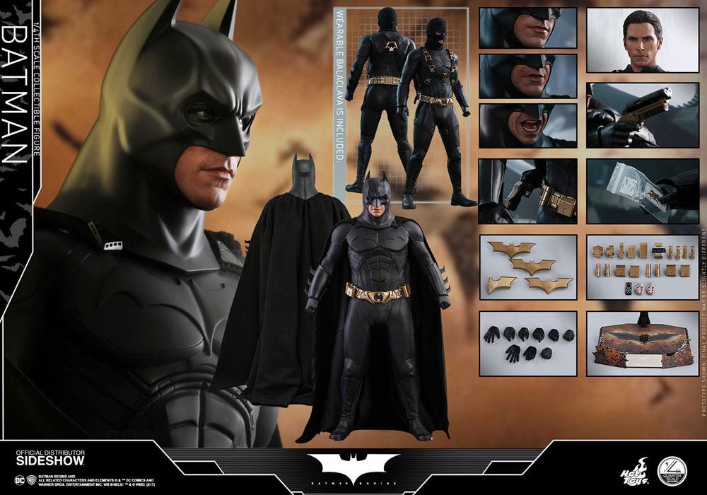 DC COMICS: BATMAN BEGINS - BATMAN (Christian Bale) 1/4 Action Figure 47 cm HOT TOYS - immagine 16