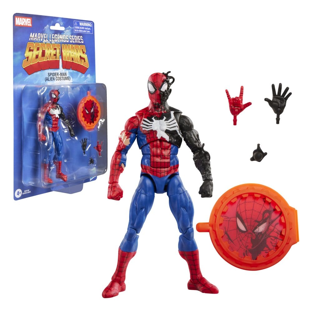 MARVEL: SECRET WARS - MARVEL LEGENDS RETRO SPIDER-MAN (ALIEN COSTUME) 6" Action Figure 15 cm HASBRO - immagine 8