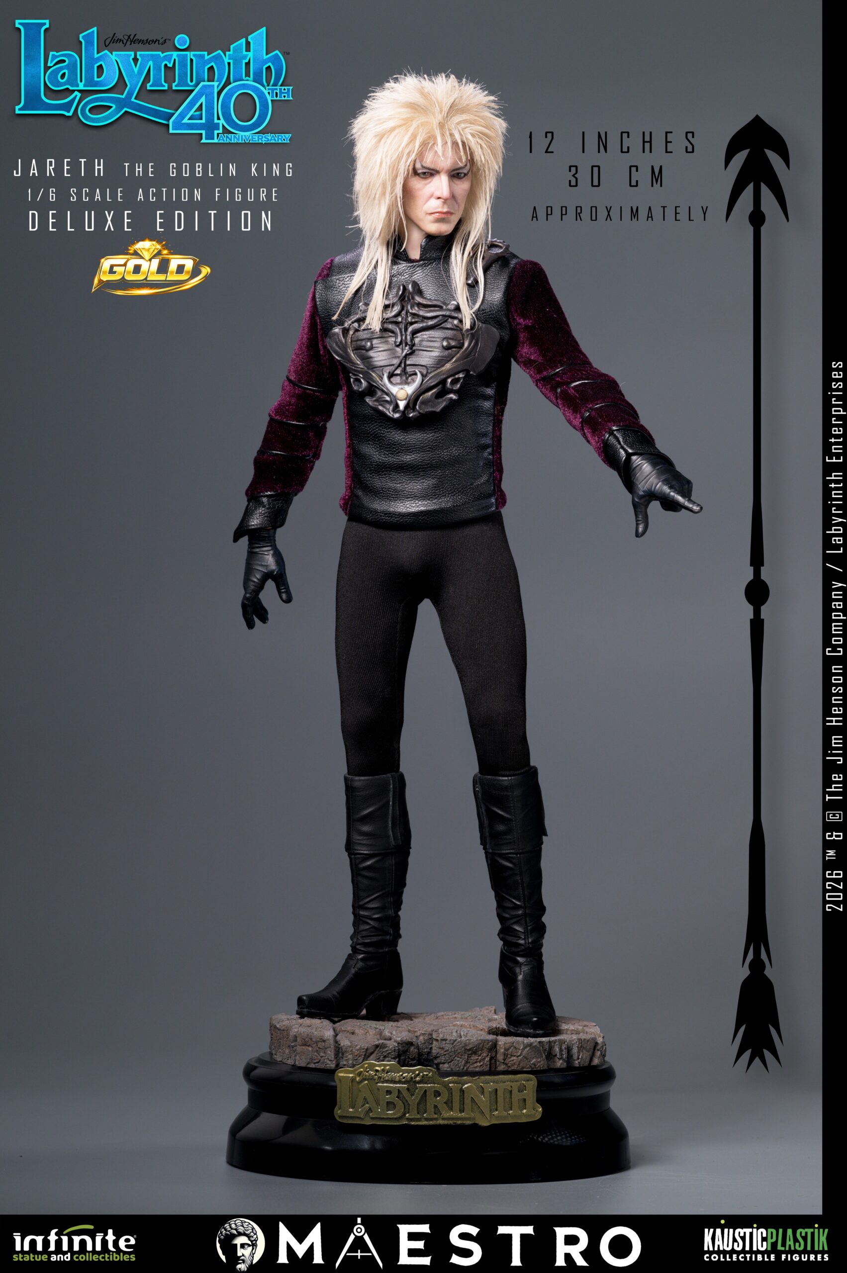 LABYRINTH: "JARETH the GOBLIN KING" (David Bowie) DELUXE GOLD 1/6 Action Figure 30 cm - immagine 10